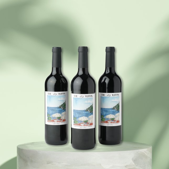 Maka Lotus Bachelorette Party-Vin-etiketten Vinflaska Etikett (Custom Amalfi Coast bachelorette wine label – perfect for a luxe “Wife Lotus” weekend! 🍋🍷 SHOP NOW)