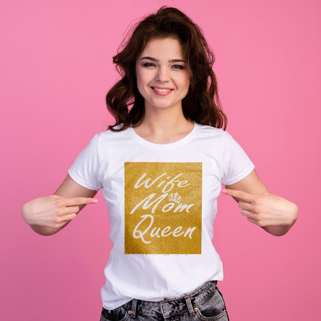 Maka mamma drottning | Golden glitter-skript T Shirt (Skapare uppladdad)