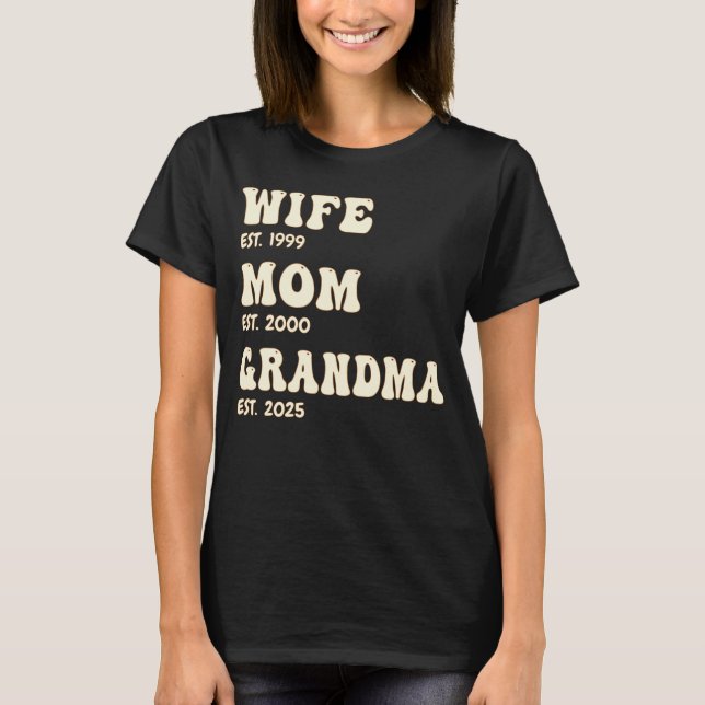 Maka Mamma Grandma Personlig Est. Years Groovy T Shirt (Framsida)