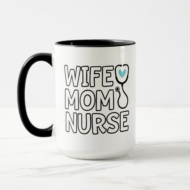 Maka Mamma Nurse Stethoscope Heart Nurse Life Mugg (Vänster)