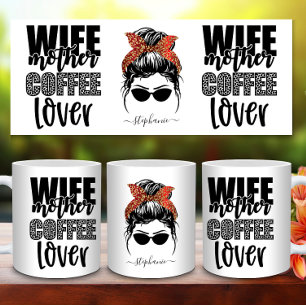 Maka Mor-kaffe Älskare Messy Bun Mamma Life Funny Kaffemugg