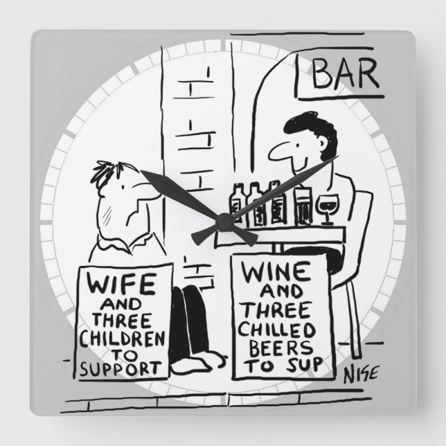 Maka och 3 barn att stödja fyrkantig klocka (Framsida)