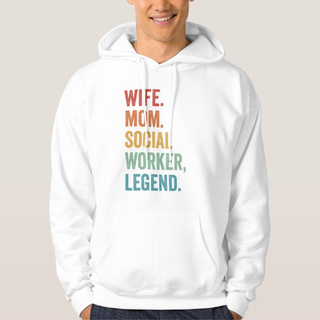 Maka pappa Social Worker Legend Mors dag Retro Hoodie (Framsida)
