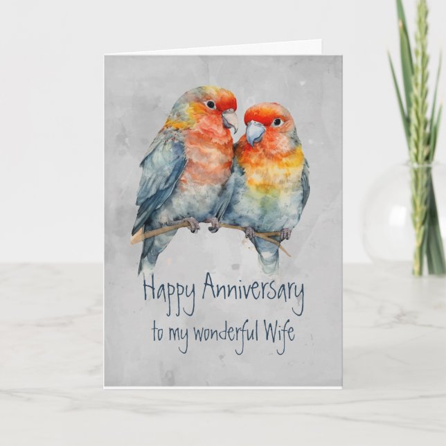 Maka Parrot par Love Bird Bröllop-årsdagen Kort (Framsida)
