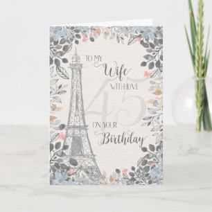 Maka Romantic 45:e födelsedagen Eiffel Torn Kort