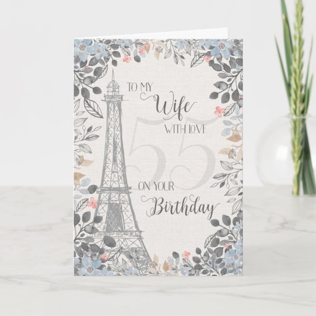 Maka Romantic 55:e födelsedagen Eiffel Torn Kort (Framsida)