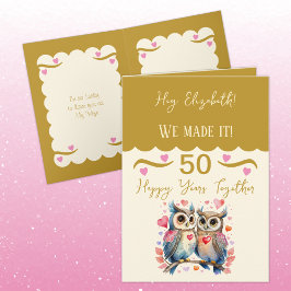 Maka till 50-årsjubileum uggla guld rosa kort
