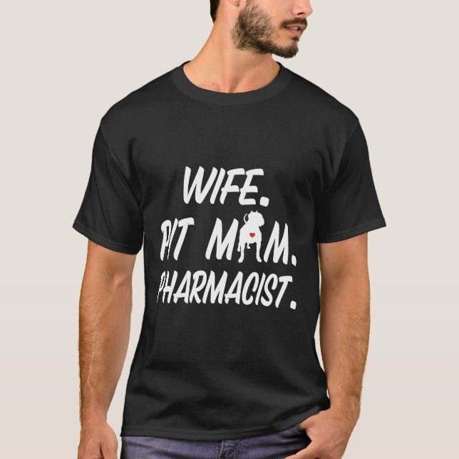 Maka till Pit Mamma Farmakoterapi för Pitbull Hund T Shirt (Framsida)