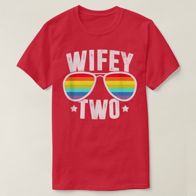 Maka två brider HBT Lesbisk Bröllop Rainbow M T Shirt (Design framsida)