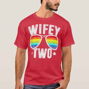 Maka två brider HBT Lesbisk Bröllop Rainbow M T Shirt