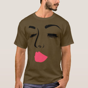 Maka upp Ansikte Kvinnor flickor Rosa Läppar Eyela T Shirt