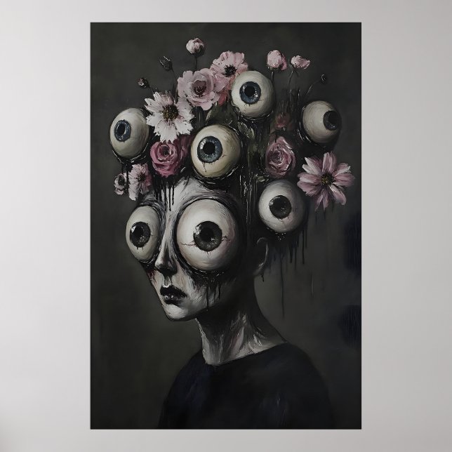Makaber kvinna ansikte öga Halloween tryck, Kuslig Poster (Framsidan)
