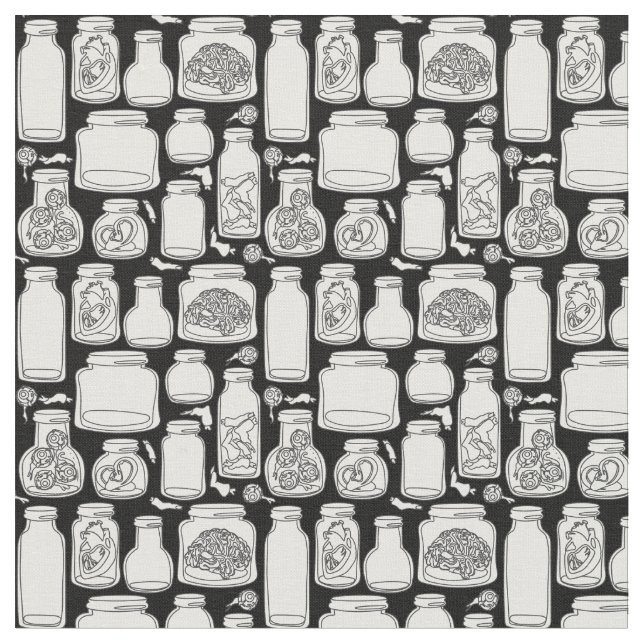 Makabra medicinska prover svart, vitt gotskt tyg (Närbild)