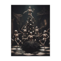 Makabre jul Skeletons runt träd