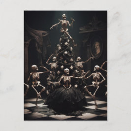 Makabre jul Skeletons runt träd Vykort