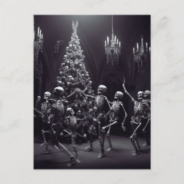 Makabre jul Skeletons runt träd Vykort