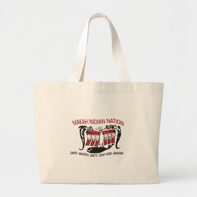 Makah-stammens flaggor Totebag Jumbo Tygkasse (Framsidan)