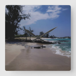 Makalawena Beach Fyrkantig Klocka