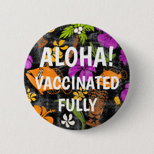Makapuu Beach Hawaiian Batik Aloha Vaccinerad Knapp