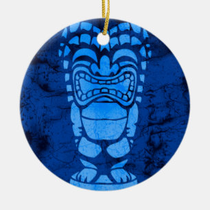 Makapuu Beach Hawaiian Laughing Tiki Batik Julgransprydnad Keramik