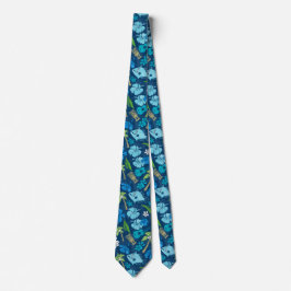 Makapuu Beach Hawaiian Tropical Tiki Batik Blues Slips
