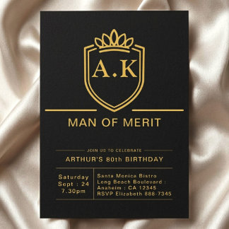 Makar 80-årsdag 80 år Svart Guld Fest Inbjudningar