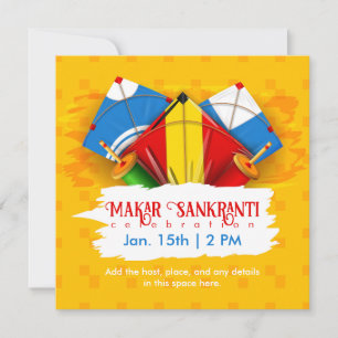 Makar Sankranti-Gult med Kites-inbjudan Inbjudningar