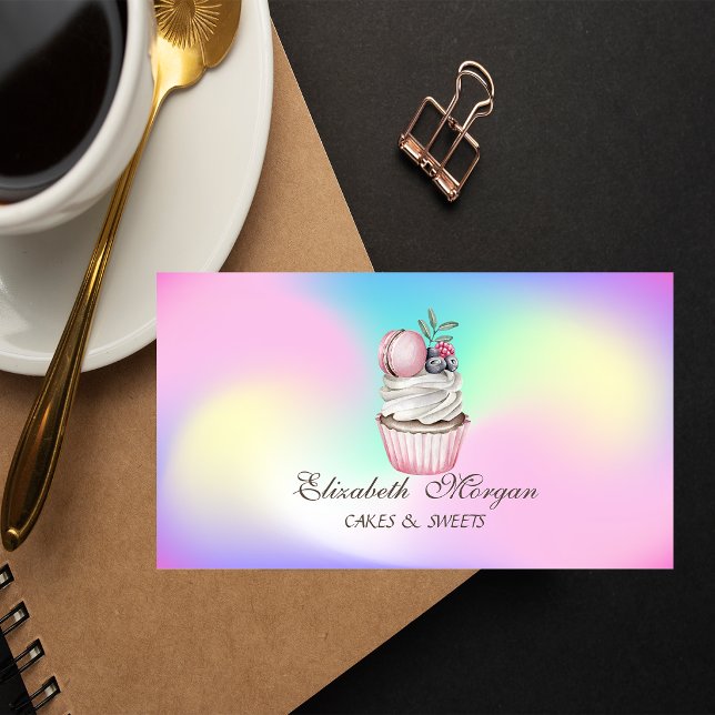 Makaron Cupcake, Godis Bageri Holografisk Visitkort (Skapare uppladdad)
