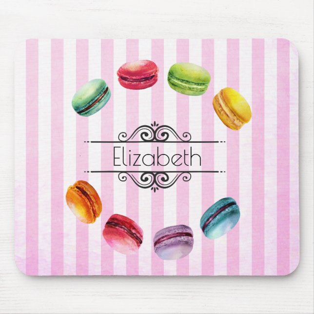 Makaroner i en cirkel | Fransk i vattenfärg Musmatta (Framsidan)