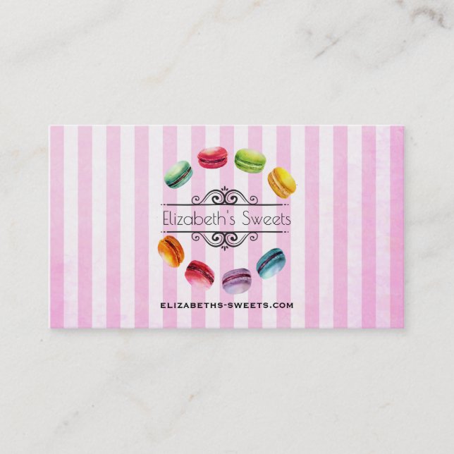 Makaroner i en cirkel | Fransk i vattenfärg Visitkort (Framsida)