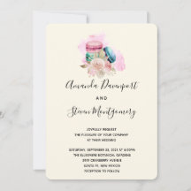 Makaroner och blommor Vattenfärg Bröllop