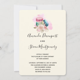 Makaroner och blommor Vattenfärg Bröllop Inbjudningar