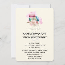 Makaroner och blommor Vattenfärg Bröllop