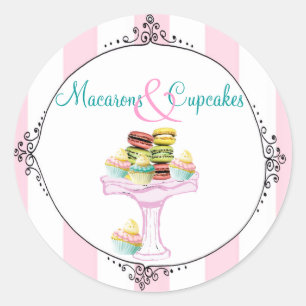 Makaroner och Muffinsar Stickers eller Sälar Runt Klistermärke