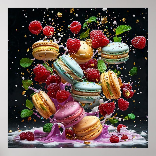 Makaronernas dynamiska scen i en explosion i färg poster (Framsidan)