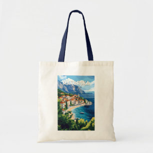 Makarska Kroatien Illustration Travel Art Vintage Tygkasse