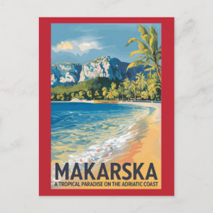 Makarska Kroatien Resa Konst Vintage Vykort