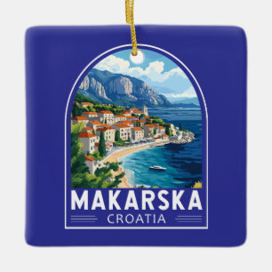 Makarska Kroatien Travel Art Emblem Julgransprydnad Keramik