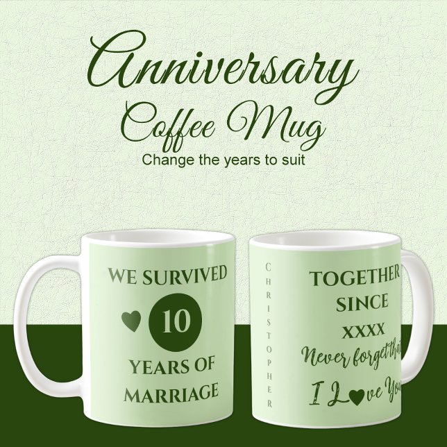 Make 10 år av giftermål under grönten kaffemugg (Skapare uppladdad)