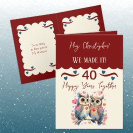 Make 40-årsdagen uggla maronblått kort