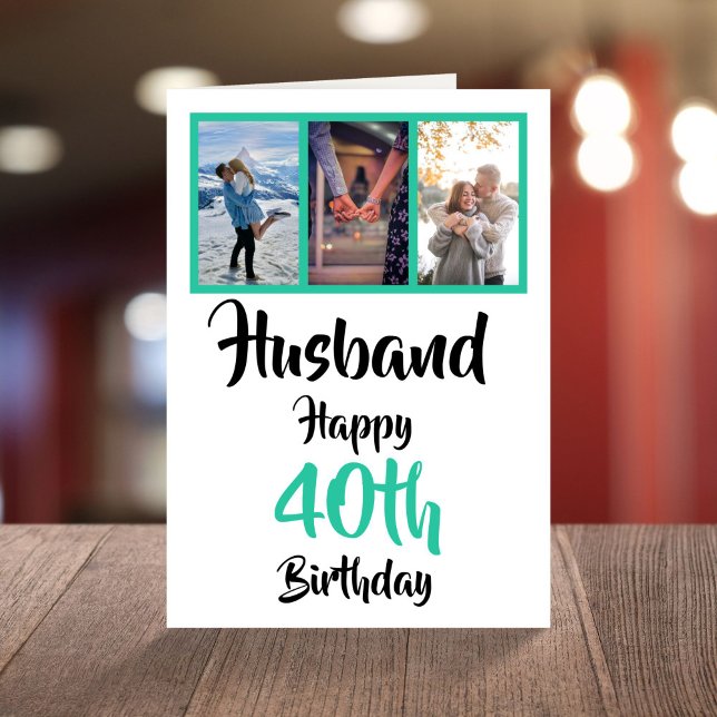 Make 40:e Grattis på födelsedagen 3-fotosamlingsko Kort (Skapare uppladdad)