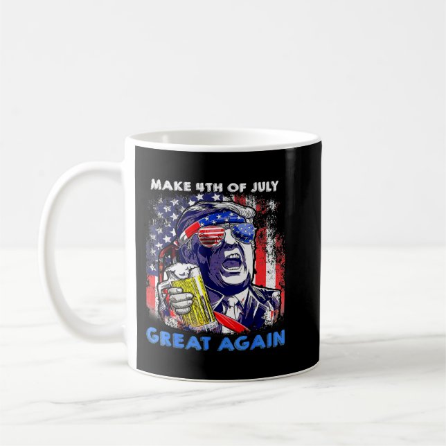 Make 4th Of July Great Again Funny Trump Men Drink Kaffemugg (Vänster)