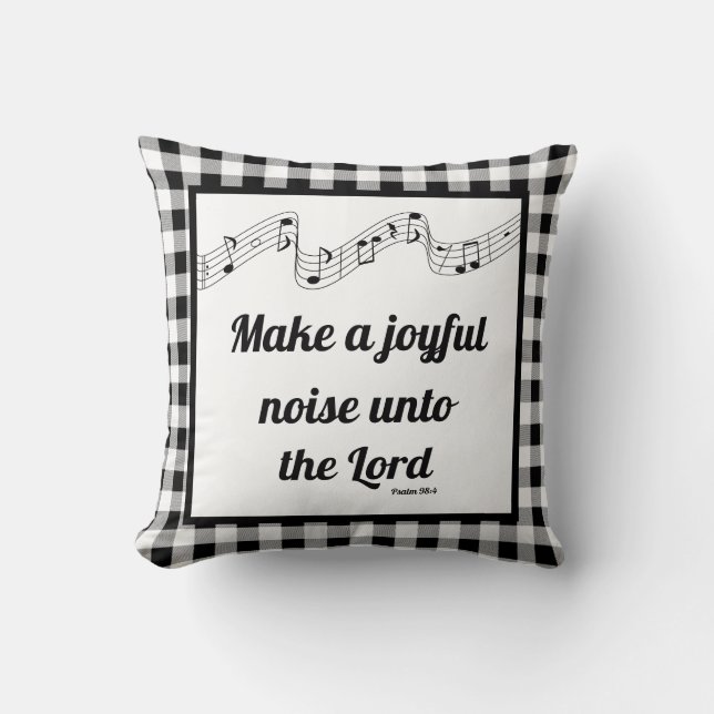 Make a joyful noise buffalo plaid Throw Pillow Kudde (Framsida)