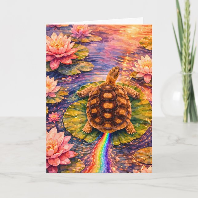 Make a rainbow and follow your bliss turtle kort (Framsida)