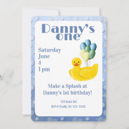 Make a Splash Rubber Duck 1st Birthday Invitation Inbjudningar