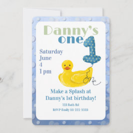 Make a Splash Rubber Duck 1st Birthday Invitation Inbjudningar