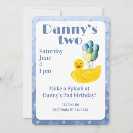 Make a Splash Rubber Duck 2nd Birthday Invitation Inbjudningar