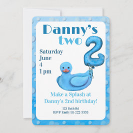 Make a Splash Rubber Duck 2nd Birthday Invitation Inbjudningar