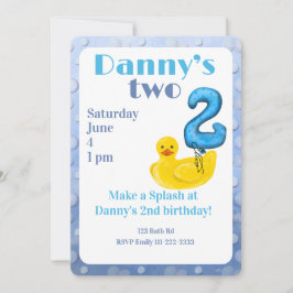 Make a Splash Rubber Duck 2nd Birthday Invitation Inbjudningar