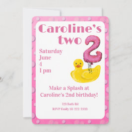 Make a Splash Rubber Duck 2nd Birthday Invitation Inbjudningar